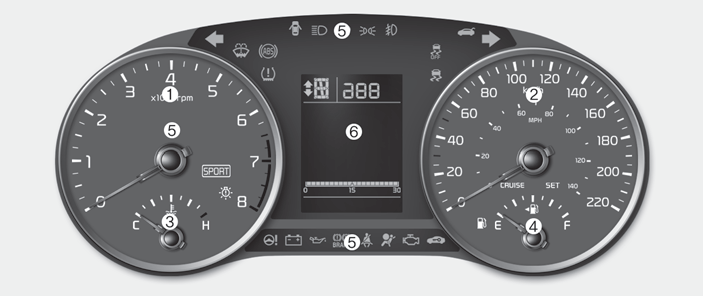 Kia Rio: Features of your vehicle / Instrument cluster